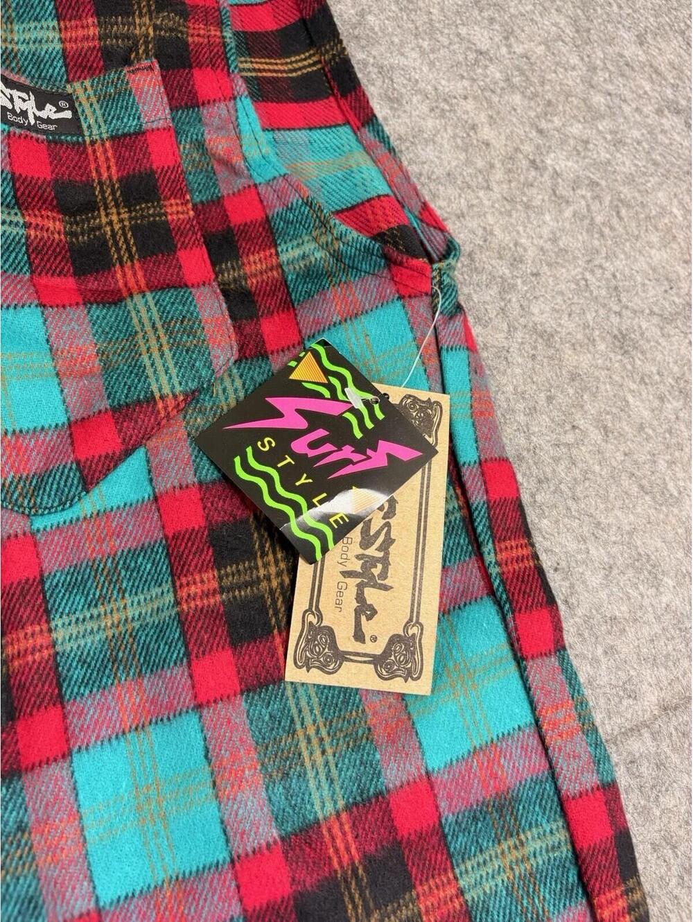 Vintage Surf Style 90s Plaid Flannel Snap Button Sleeveless Hoodie USA Large - Picture 3 of 7